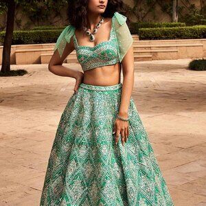 Seema Gujral Sea green lehenga set